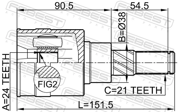 0211T30R Febest ШРУС внутренний, задний