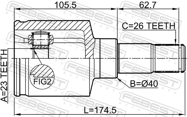 2111CB320ATLH Febest Граната внутренняя передняя левая