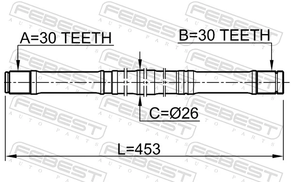 0412CY2MTLH Febest Полуось передняя левая