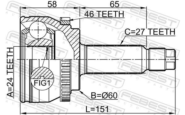 2210SOUA46 Febest Наружная граната