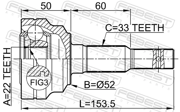  Junta homocinética externa dianteira Opel Astra G sedan (F69) (1998 - 2009) G