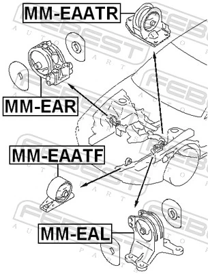 Coxim (suporte) traseiro de motor Mitsubishi Galant 8 EA