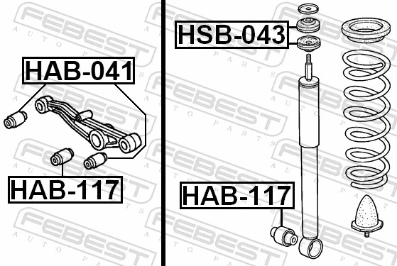 HAB117 Febest втулка крепления заднего амортизатора