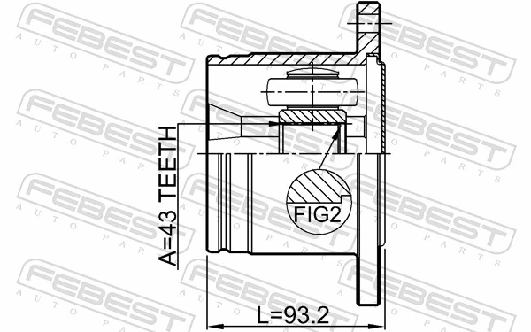 0411V75RR Febest ШРУС внутренний, задний
