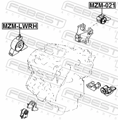 MZMLWRH Febest Подушка (опора) двигателя правая передняя