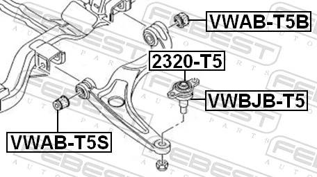 VWABT5B Febest Сайлентблок нижнего переднего рычага