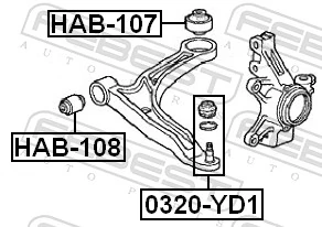 HAB107 Febest Сайлентблок нижнего переднего рычага