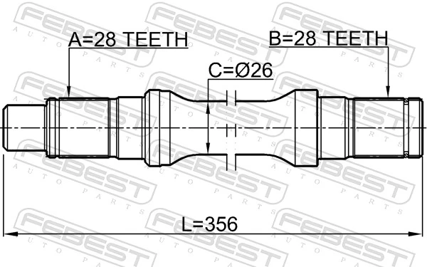 0512BT50LH Febest Полуось передняя левая