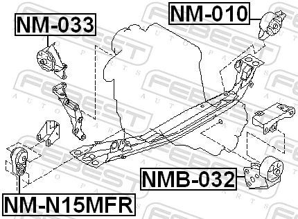 NM010 Febest Задняя подушка двигателя