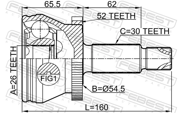 2210SOR15A52 Febest Наружная граната