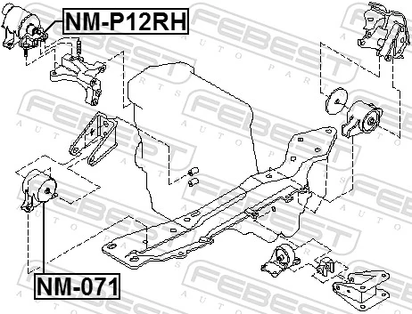 NMP12RH Febest Правая подушка двигателя