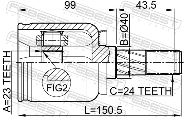 0211P12QG16 Febest ШРУС внутренний, передний