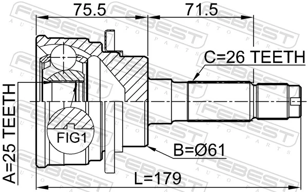 0510B25 Febest Наружная граната