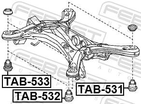 Bloco silencioso de viga traseira (de plataforma veicular) Lexus RX AGL10, GGL15, GYL15