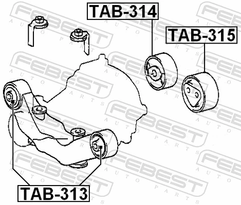 TAB315 Febest Сайлентблок (подушка) редуктора заднего моста задний левый