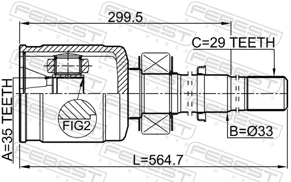 0211R52VQ35RH Febest Граната внутренняя передняя правая