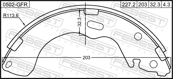 0502GFR Febest Барабанные тормозные колодки