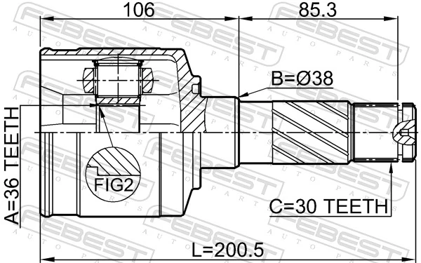 0511BT50RH Febest Граната внутренняя передняя правая