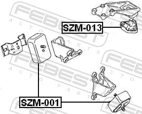 SZM013 Febest Задняя подушка двигателя