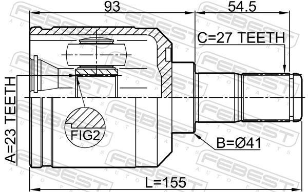 1211SANFE4WD Febest ШРУС внутренний, задний
