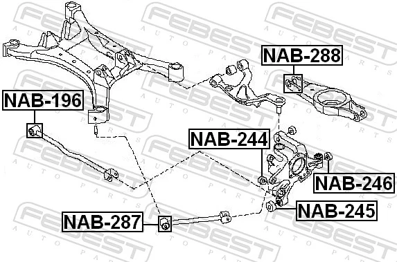 NAB288 Febest Сайлентблок задней тяги