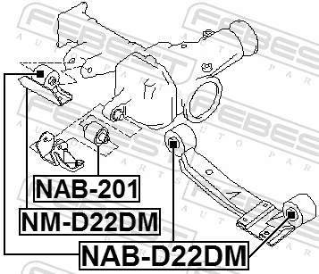 NMD22DM Febest Сайлентблок траверсы крепления заднего редуктора передний верхний