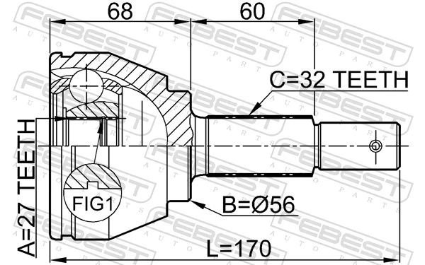 0210A35 Febest Наружная граната