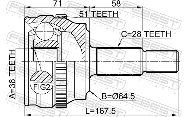 2410MASTA51 Febest Наружная граната