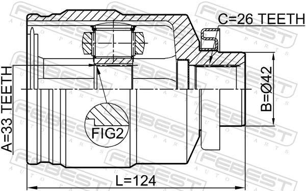 1211TUC27RH Febest Граната внутренняя передняя правая