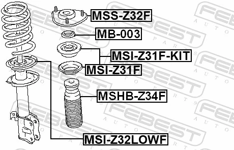 MSHBZ34F Febest Буфер (отбойник) амортизатора переднего + пыльник