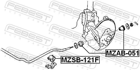 MZSB121F Febest Втулка стабилизатора переднего правая