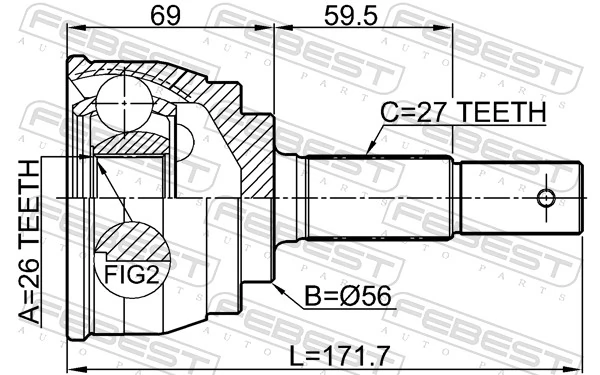 0210L30 Febest Наружная граната