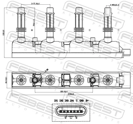 18640003 Febest Катушка зажигания
