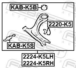 2224K5RH Febest Рычаг передней подвески нижний, правый