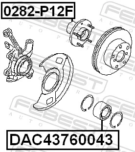 DAC43760043 Febest Подшипник ступицы передней