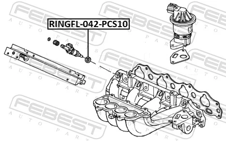 RINGFL042PCS10 Febest Кольцо форсунки инжектора посадочное
