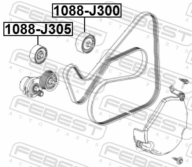1088J305 Febest Ролик приводного ремня, паразитный