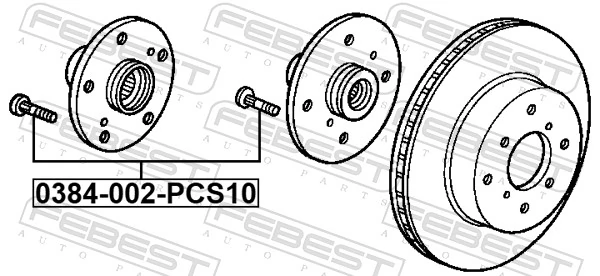 0384002PCS10 Febest Болт крепления колеса передний