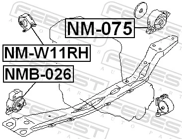 NM075 Febest Задняя подушка двигателя