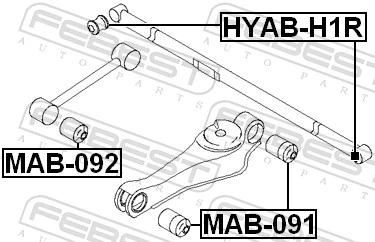 HYABH1R Febest Сайлентблок задней поперечной тяги
