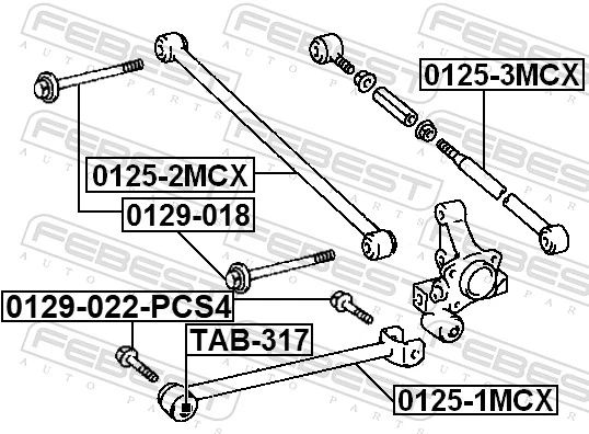 0129022PCS4 Febest Болт заднего продольного рычага (развальный)
