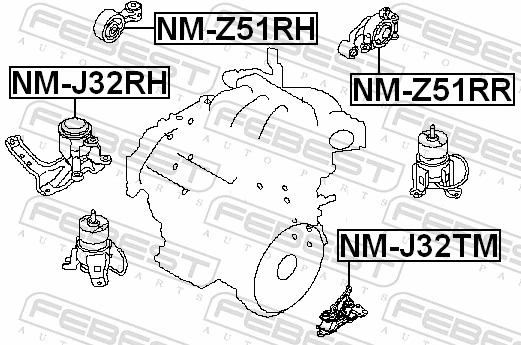 NMJ32TM Febest Подушка (опора) двигателя, левая