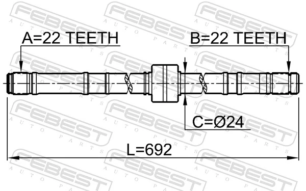 0212P10RH Febest Полуось передняя, правая