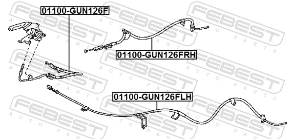 01100GUN126LH Febest Трос ручного тормоза