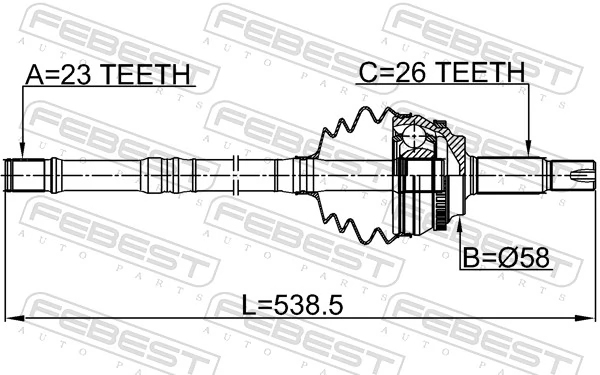 0114ZZE120A48LH Febest Граната наружняя передняя левая