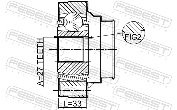 0111ACU10 Febest ШРУС внутренний, передний