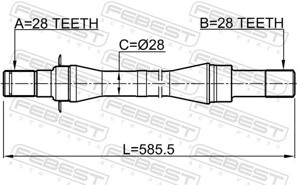 2212CARATRH Febest Полуось передняя, правая