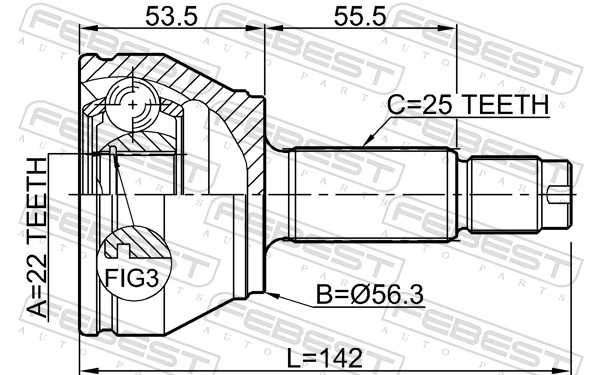  Junta homocinética externa dianteira Ford Fiesta Mk3 hatchback (GFJ) (1989 - 1995) Mk3