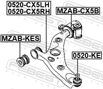 MZABCX5B Febest Сайлентблок нижнего переднего рычага