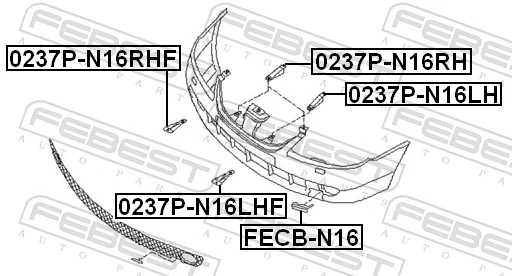 0237PN16RH Febest Кронштейн крепления бампера переднего правый